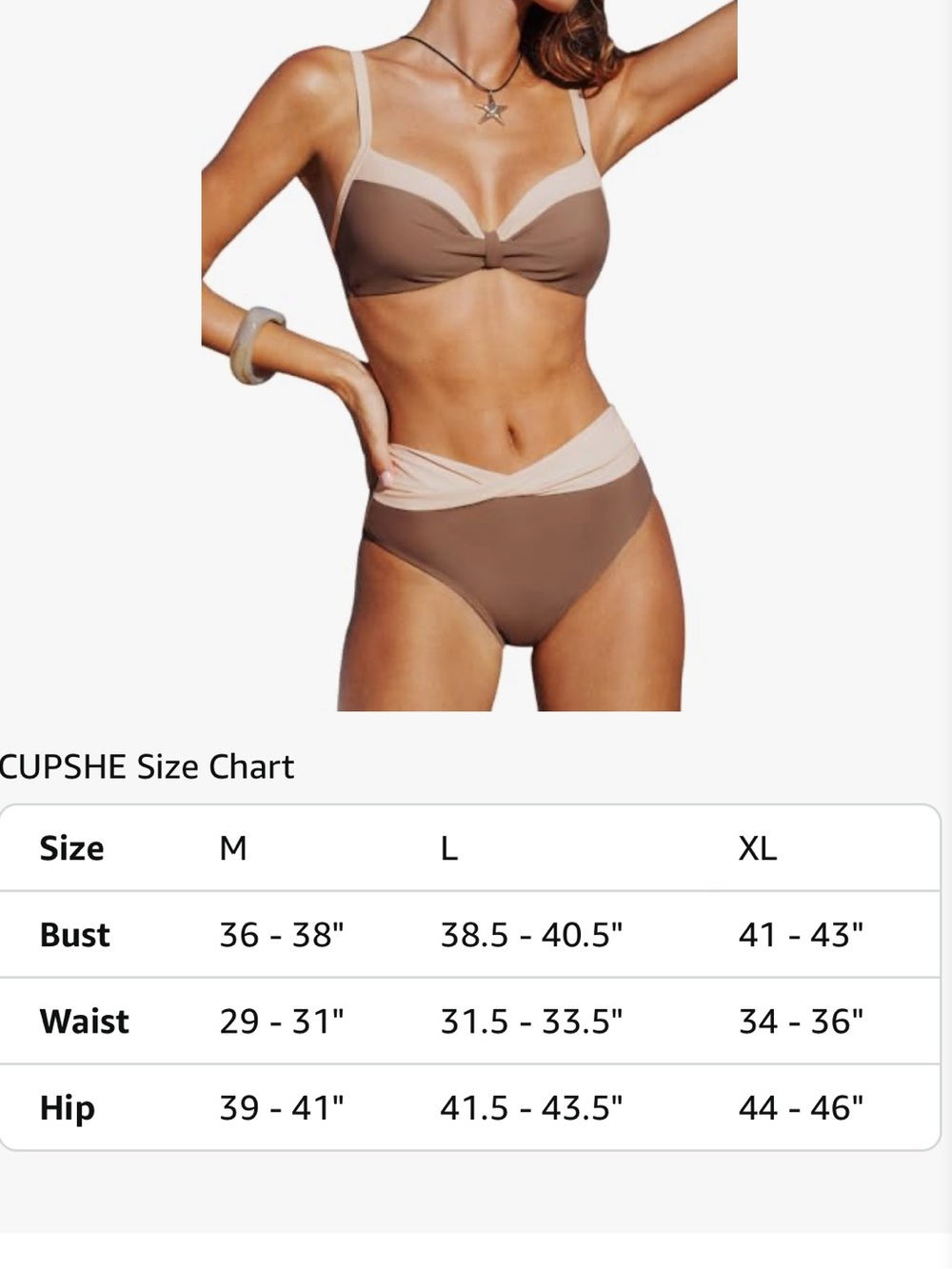 CUPSHE Two-Tone Brown & Cream Women's Bikini Set